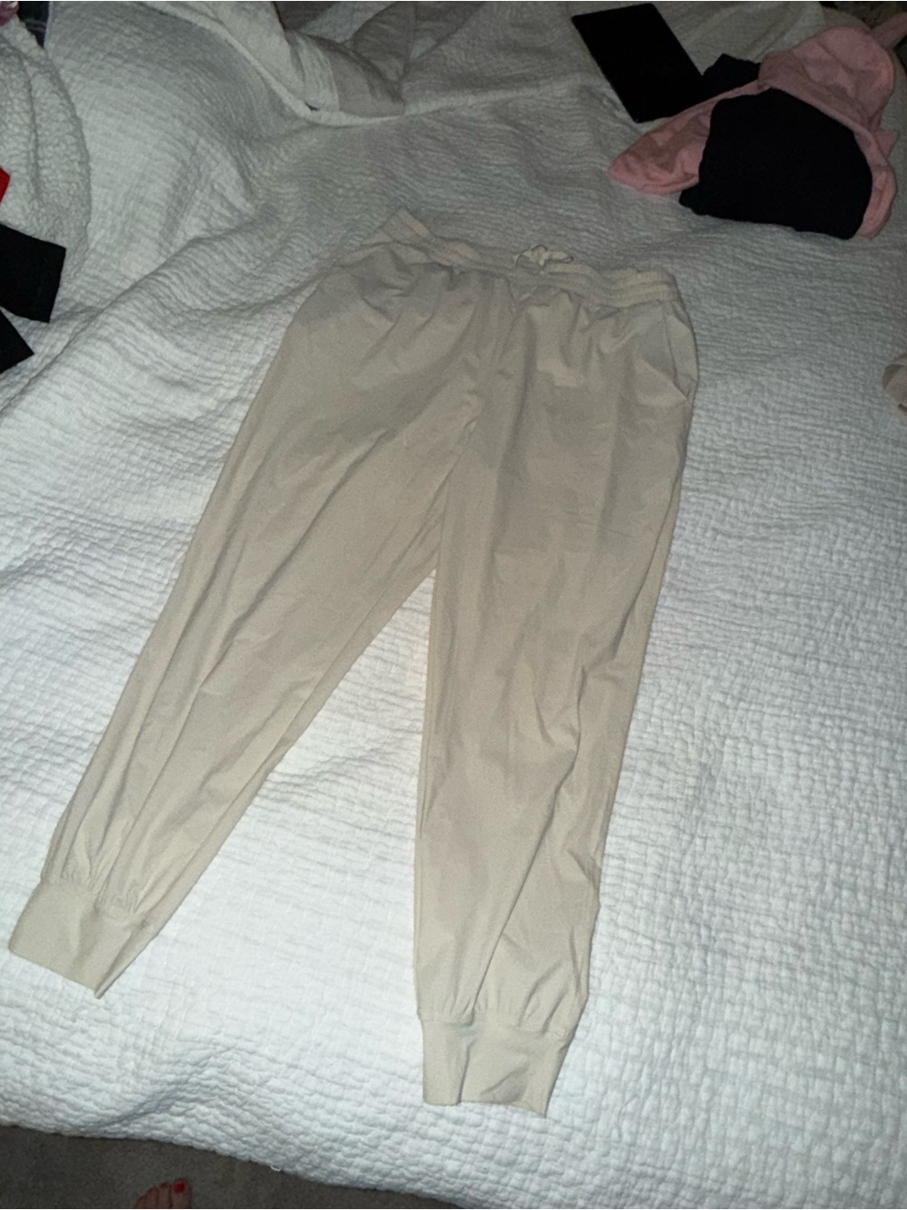 Neutral cream Drawstring Jogger Pants